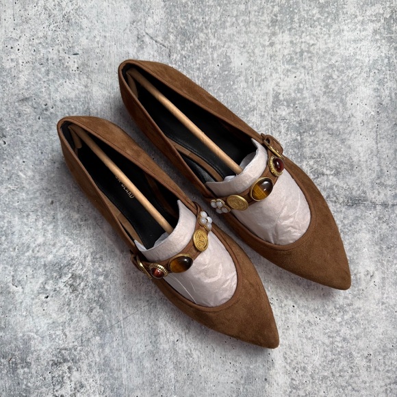 Veronica Beard Selene Charms Pointed Toe Flat 9 - Picture 2 of 6